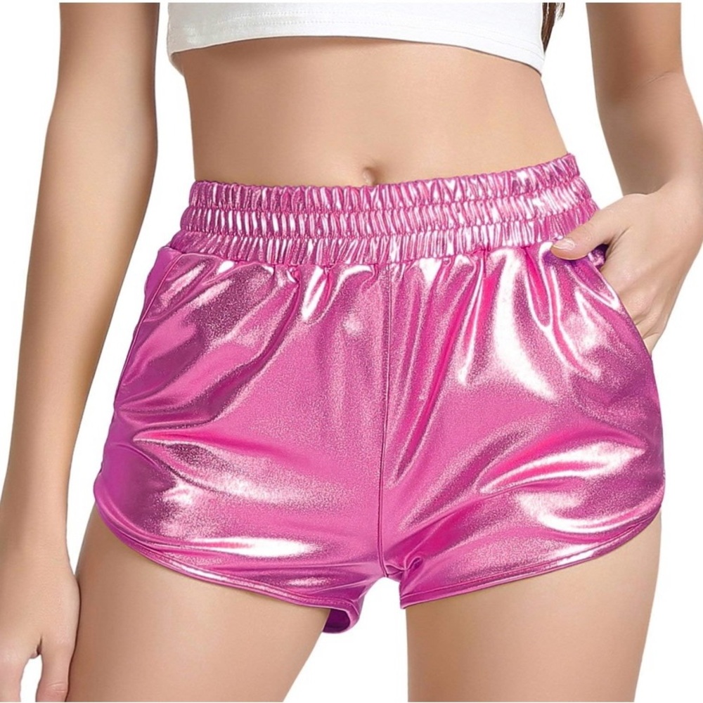 NWT No Label Size XL Metallic Pink Gym Shorts